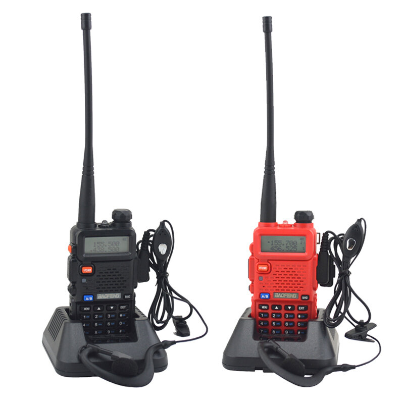 BAOFENG BF-UV5R UV-5R Dual Band VHF 136-174MHz และ UHF 400-520MHz FM 2-Way วิทยุ Baofeng wallkie talkie ฟรีหูฟัง