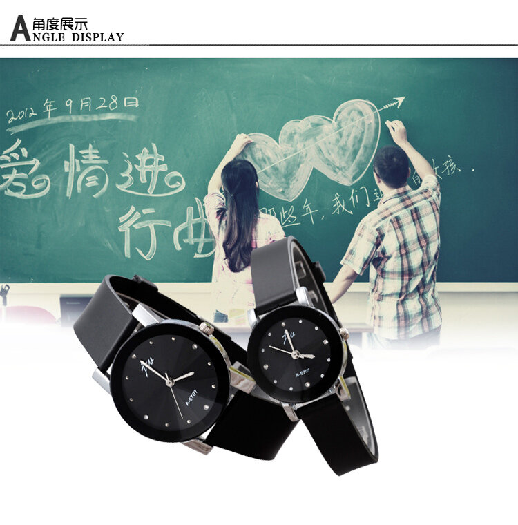 Jw-Reloj de pulsera de cuarzo con correa de cuero para hombre y mujer, cronógrafo informal para amantes de estudiantes, a la moda