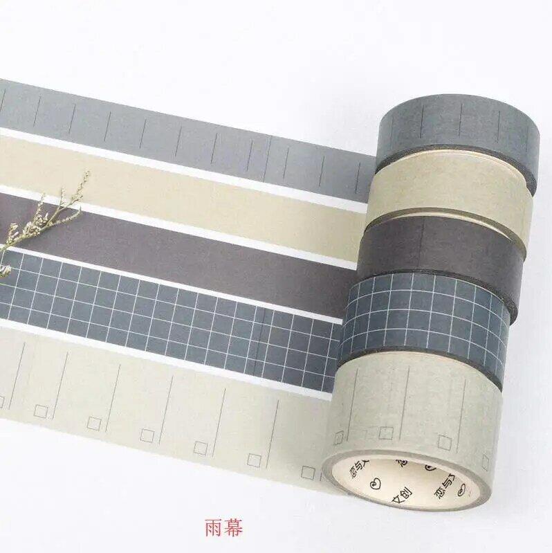5pcs/set Basic geometry series retro grid/line/blank/twill pure color Decoration Washi Tape DIY Diary Scrapbooking Masking Tape
