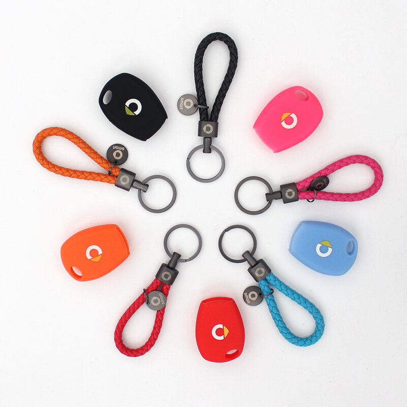 Car remote control accessories Straight key color silicone case key ring logo decoration for the new smart 453 fortwo forfour