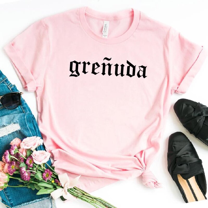 Grenuda informal-Camiseta de algodón para mujer, camiseta divertida para mujer, camiseta Hipster Ins, envío directo, NA-123