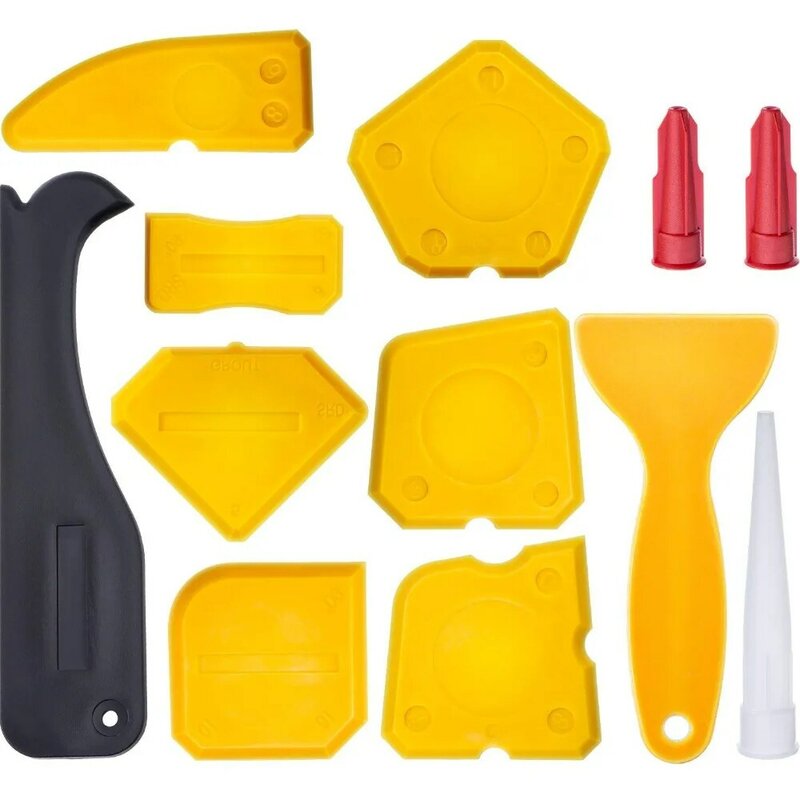 실리콘 실란트 마감 도구 그라우트 스크레이퍼, 코크 제거기, 코크 노즐 및 코크 캡, 품질 12 개 코킹 도구 키트