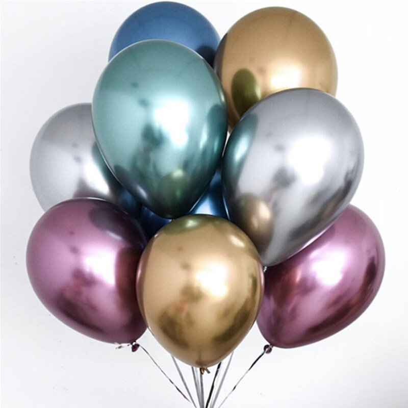 광택 금속 진주 라텍스 풍선, 두꺼운 크롬 금속 색상, 헬륨 에어 볼, 글로보 생일 파티 장식, 10 개, 5 인치, 10 인치, 12 인치