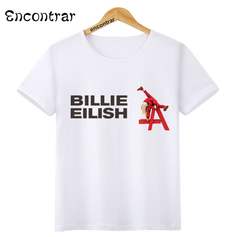 Billie eilish impressão casual dos homens o pescoço t camisas da forma criança topos menino menina camiseta de manga curta crianças tshirt 2019, ooo4569