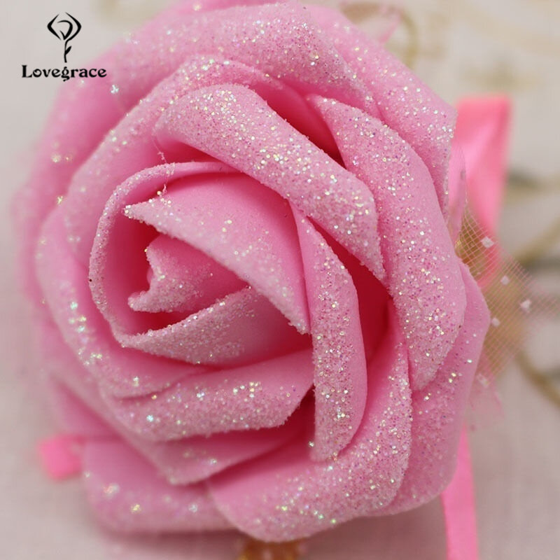 Lovegrace 8 Colori Artificiali Rose Fiori da Polso Corpetto Braccialetto Sposa Damigella D'onore di Cerimonia Nuziale Bracciali Oggetti di Scena Accessori di Forniture