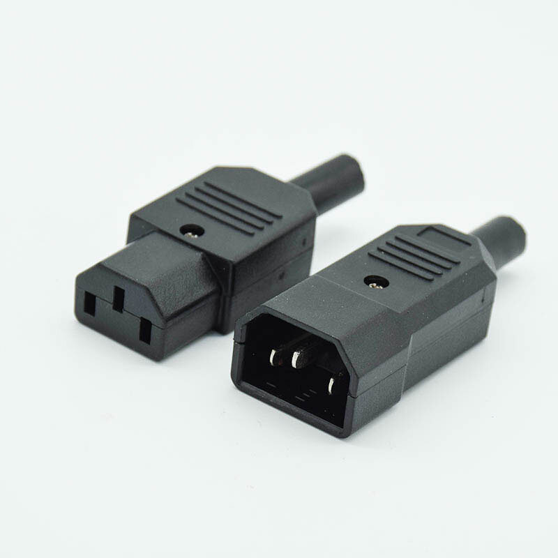 Прямой Штекерный разъем для кабеля IEC C13 C14 10 А 250 В, черная розетка и штекер, сменный разъем питания, 3-контактная розетка переменного тока