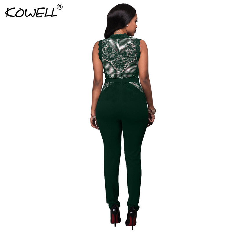 2018 Nieuwe Mode Sexy Vrouwen Jumpsuit V-hals Lace Bodycon Volledige Lengte Jumpsuits Sexy Night Club Jumpsuits Rompertjes Overalls