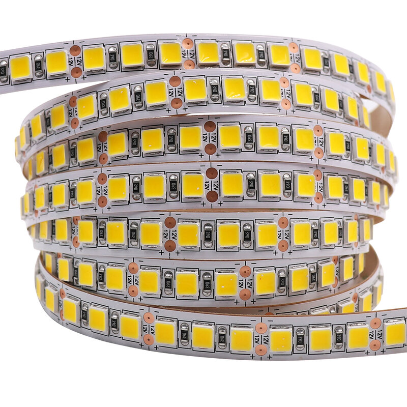Tira de luces LED de 12V y 5M, cinta Flexible impermeable para decoración del hogar, 5054, 5050, 2835, RGB, SMD, 120led, 60LED, 240LED, 5630, 9 colores