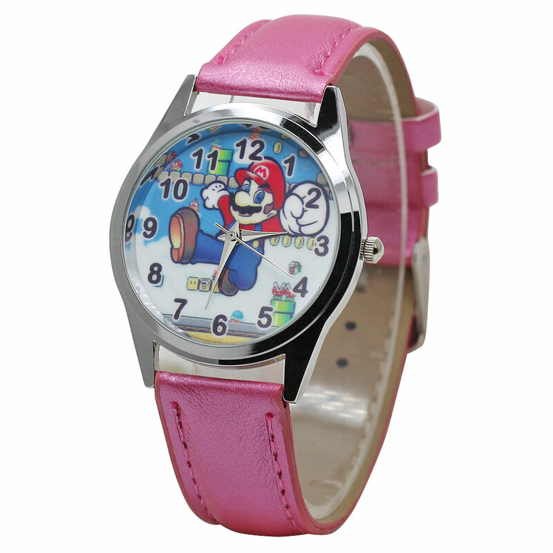 ホットピンク赤スカイブルーかわいい漫画の子供の腕時計ガールズ女性のファッションクリスタルドレスボーイクォーツ腕時計 Relojes Mujer