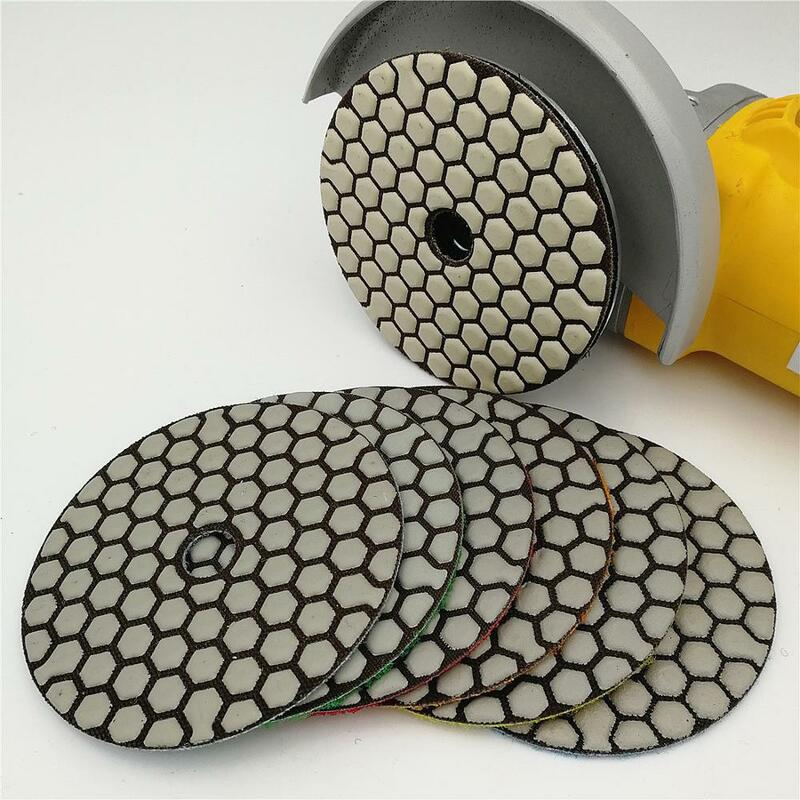 SHDIATOOL 7pcs Diameter 4"/100mm White Buff Resin Bond Diamond Flexible Polishing Pad Shining Granite Marble Stone Sander Disc