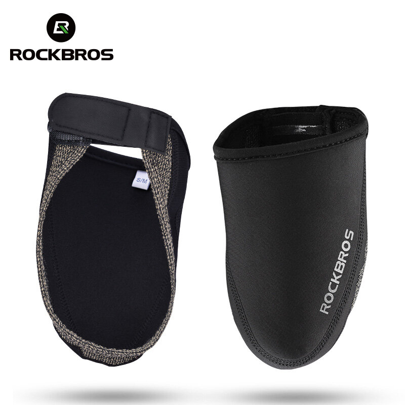 ROCKBROS-funda para zapatos de ciclismo, cubierta a prueba de viento, tela resistente a la abrasión, mantiene el calor, cubre zapatos de bicicleta de montaña y carretera, color negro