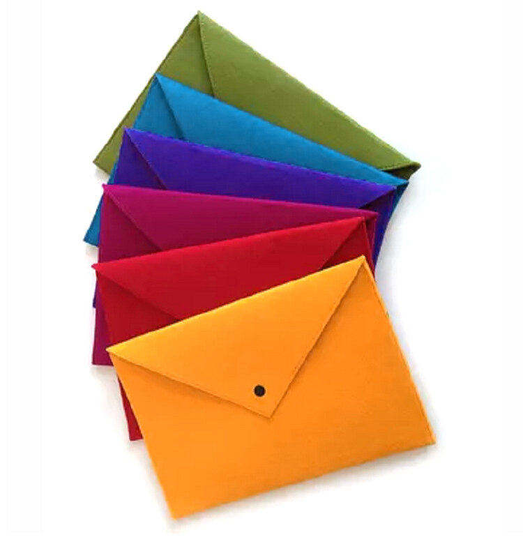 A4 simples grande capacidade documento saco da almofada pasta de arquivo de negócios pastas de arquivo de feltro químico produto 5 cores disponíveis