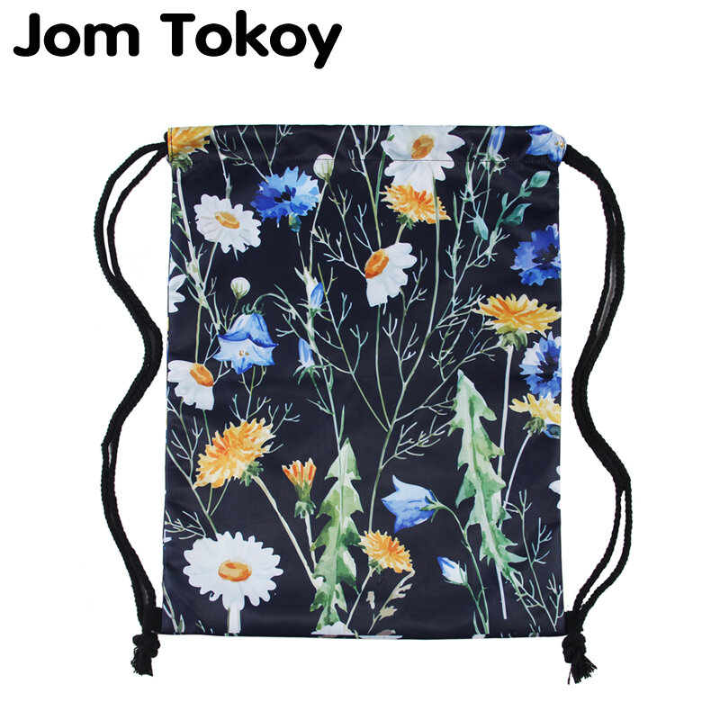 Jom Tokoy 3D 인쇄 Drawstring 포켓 방수 Schoolbags 꽃 패턴 여성 Drawstring 가방