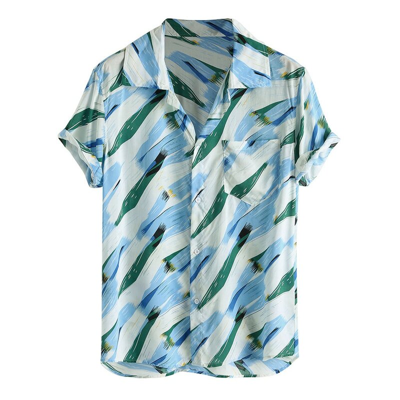 Womail 2019 Новое поступление Летняя мужская гавайская рубашка Уличная Повседневная Свободная пляжная рубашка с коротким рукавом и пуговицами