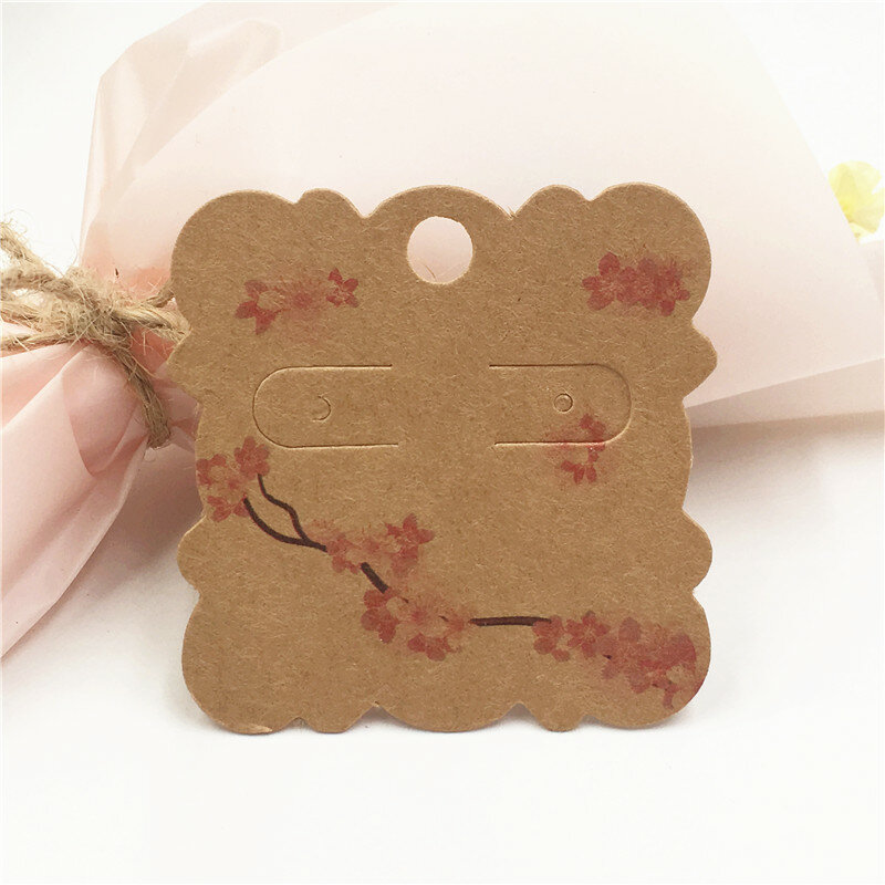 50pcs Fashion Kraft Paper Earring Cards 5x5cm Ear Studs Card Hang Tag Jewelry Display Earring Favor Prices Label Handmade Cards