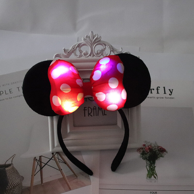 Diadema LED con orejas de Minnie para niños, accesorios luminosos para el cabello, luces de colores, juguetes, 1 unidad