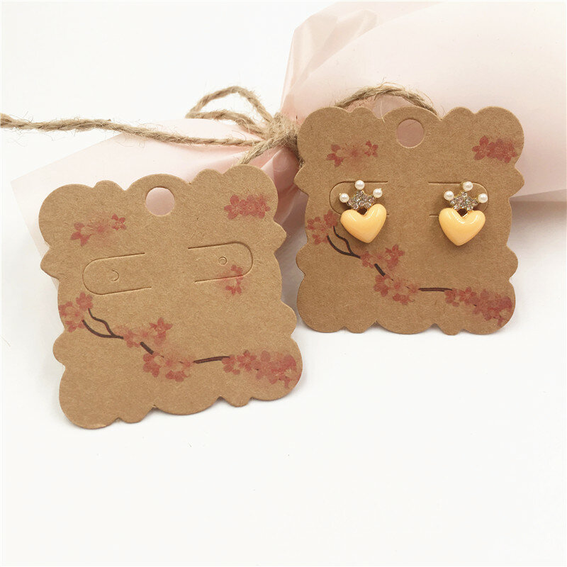 50pcs Fashion Kraft Paper Earring Cards 5x5cm Ear Studs Card Hang Tag Jewelry Display Earring Favor Prices Label Handmade Cards