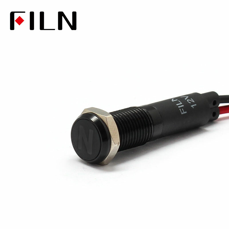FILN 8mm Car dashboard Neutral mark symbol led red yellow white blue green 12v led indicator light with 20cm cable