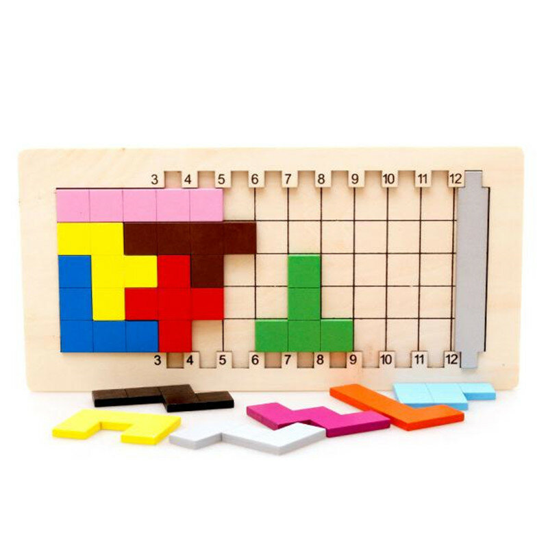 Juego Tangram de madera colorido para niños, rompecabezas para bebés, juguetes educativos tempranos, regalo para niños