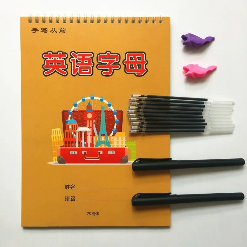 1 Buah Copybook Alur Alfabet Inggris 26 Huruf Inggris Latihan Karakter Anak TK Bayi Pra-sekolah untuk Menulis Teks