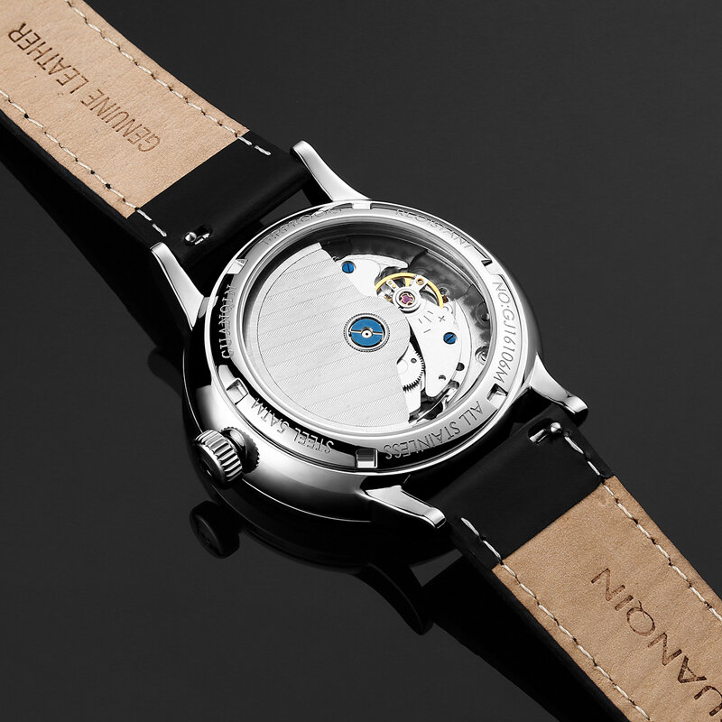 Часы наручные GuanQin Мужские автоматические, модные брендовые роскошные механические водонепроницаемые с отображением энергии и кожаным календарем