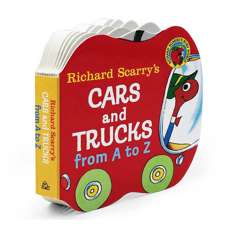 베스트 셀러 도서 Richard scarry의 자동차 및 트럭 a에서 z까지 Enlightenment flips cardboard book 어린이를위한 영어 책 baby