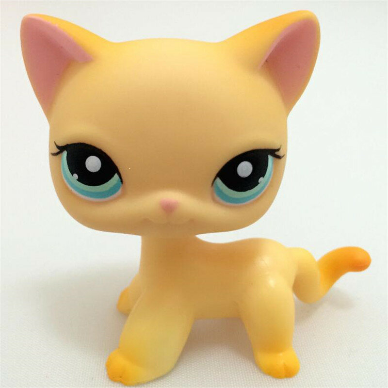 Pet shop lps brinquedos permanente littlest cabelo curto gato #2291 branco rosa glitter kitty