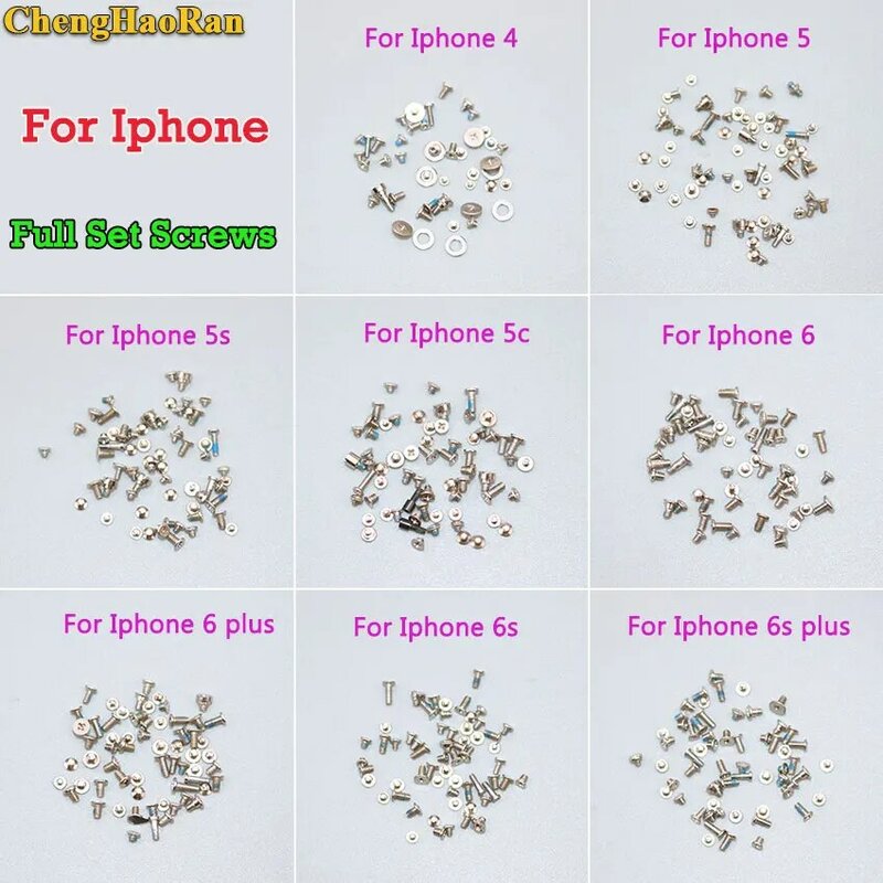 ChengHaoRan-juego completo de tornillos para móvil, accesorios de reparación para iPhone 4, 5, 5S, 5C, 6g, 6 Plus, 6S, 6S Plus, 7plus, 8, 8 plus, x