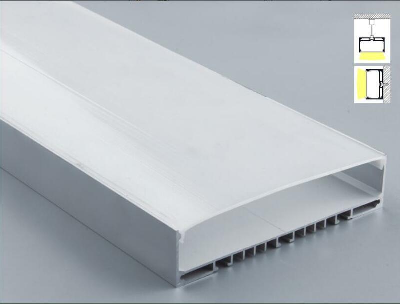 Сверхширокий U-образный алюминиевый анодированный профиль для светодиодной ленты s с крышкой и заглушками для двухрядной светодиодной ленты