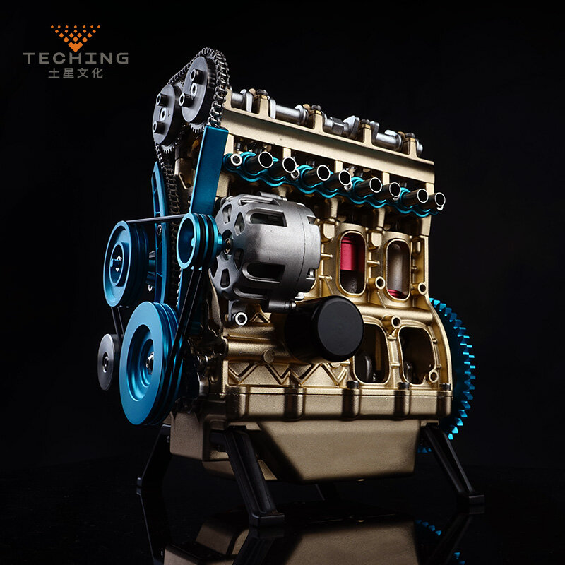 Conjunto completo do metal quatro-cilindro inline brinquedo motor modelo kits de construção para pesquisar indústria estudando/brinquedo/presente de natal