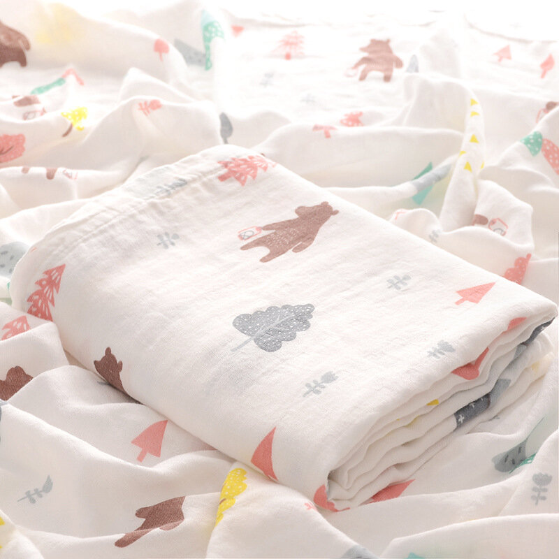 Summer Thin Baby Blanket 100% Cotton Gauze 0-2 Years Newborn Baby Swaddle Blanket Muslin Swaddle Wrap Soft Bath Towel 110*140cm