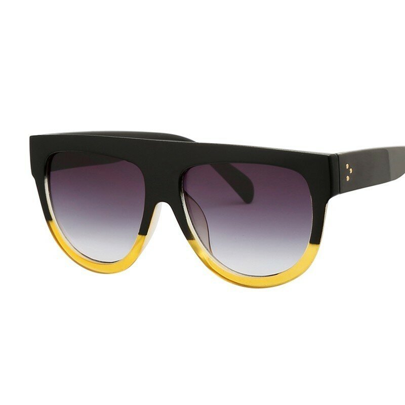 Flache Top Übergroßen Frau Sonnenbrille Retro Schild Form Luxy Marke Design Großen Rahmen Niet Shades Sonnenbrille Frau UV400 Brillen