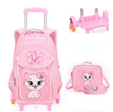 Школьный рюкзак для девочек, сумка на колесиках, Детские Сумки на колесиках, школьный рюкзак на колесиках