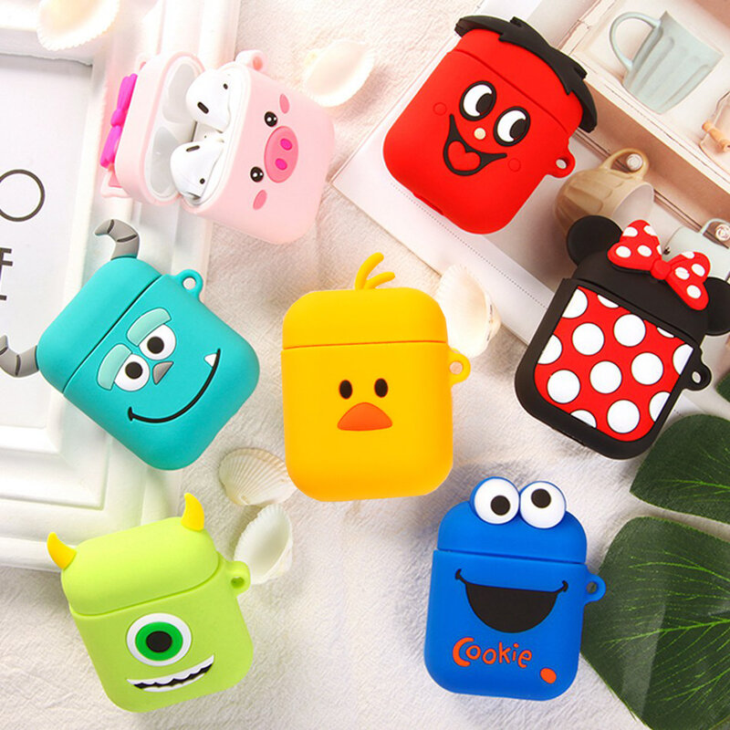 Headphone Case For Apple Airpods Cute Case Soft Silicone Bluetooth Wireless Charge Cover For Air Pods Anti Lost Key Rings Cases