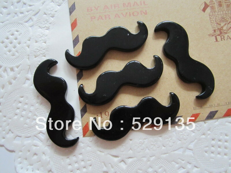10 pçs resina preto bigode, resina plana volta cabochão para decoração de telefone diy (42*14mm)