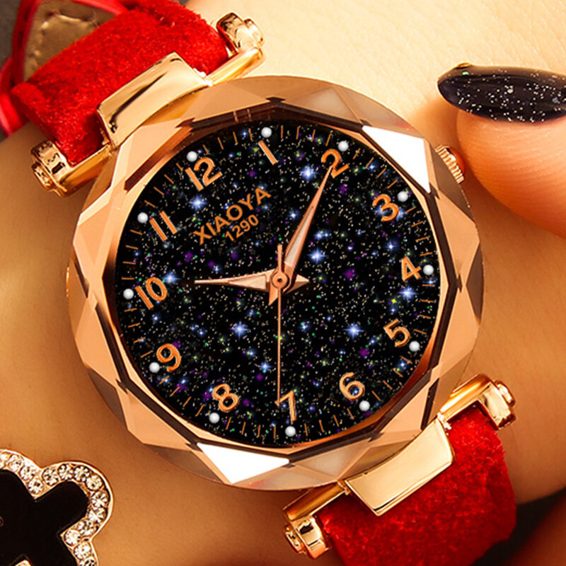 Mode femmes montres 2019 vente chaude étoile ciel cadran horloge de luxe en or Rose femmes Bracelet Quartz montres nouvelle livraison directe