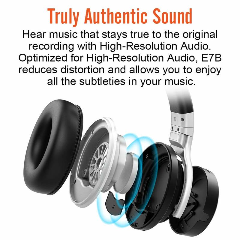 Meidong E7B aktywna redukcja szumów bezprzewodowe słuchawki z mikrofonem ANC zestaw słuchawkowy Bluetooth wysokiej jakości głębokie słuchawki basowe