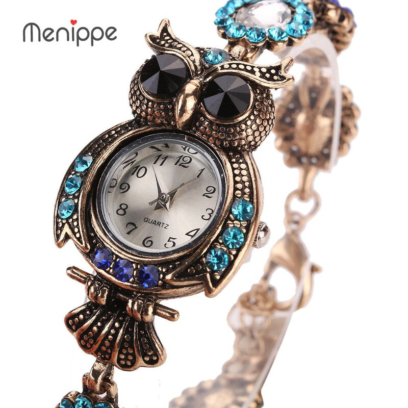 2019 neue Frauen Kleid Uhren Quarz Armbanduhr Kristall Schmetterling Vintage Eule Armband Gold Uhren Luxus Frauen reloj mujer