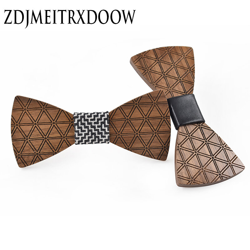 Новый дизайн 2017, деревянный галстук-бабочка с треугольным принтом, Модный Оригинальный деревянный галстук-бабочка, рубашка для костюма, Свадебный деревянный галстук-бабочка