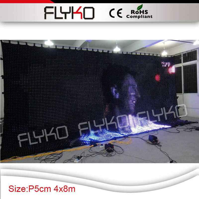 4x8m P5cm elegant design led video curtain/ soft led video cloth DJ stage display screen flight case