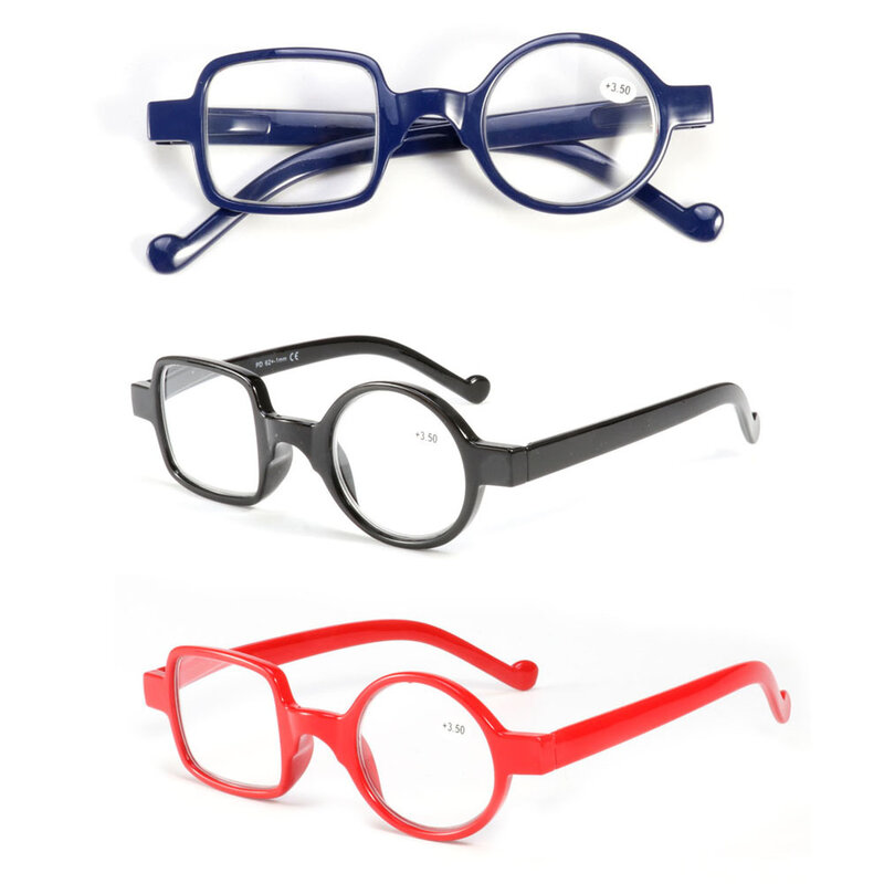 円形、正方形非対称繊細な男性女性老眼鏡樹脂レンズ遠視フレーム眼鏡 + 1.0 + 1.50 + 2.0 + 2.5〜 + 3.5