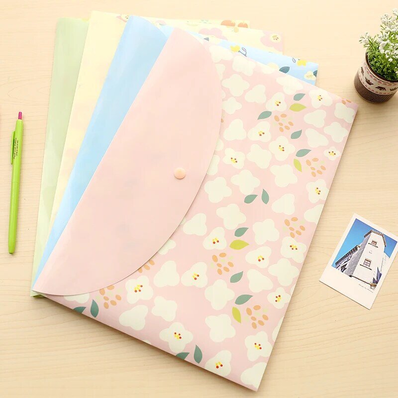 창의적인 귀여운 A4 파일 폴더 가방, 방수 아름다운 꽃 문서 종이 주최자 케이스, 학교 문구 학생, 10 개/로트