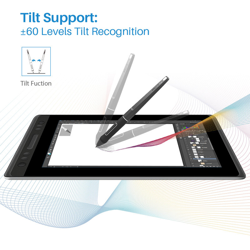 Huion Kamvas Pro 13 Layar Tablet Grafis Monitor 13.3 Inci Miring Mendukung Baterai Gratis Digital Pena Stylus Tampilan Penuh Laminasi