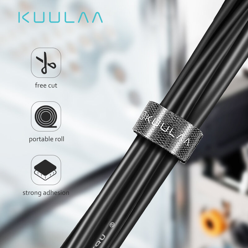 KUULAA-Cable Organizer Comprimento Livre, Cabo USB Wire Winder para Telefone, Suporte do fone de ouvido, Mouse Cord Protector, 1m, 3m, 5m Cable Management