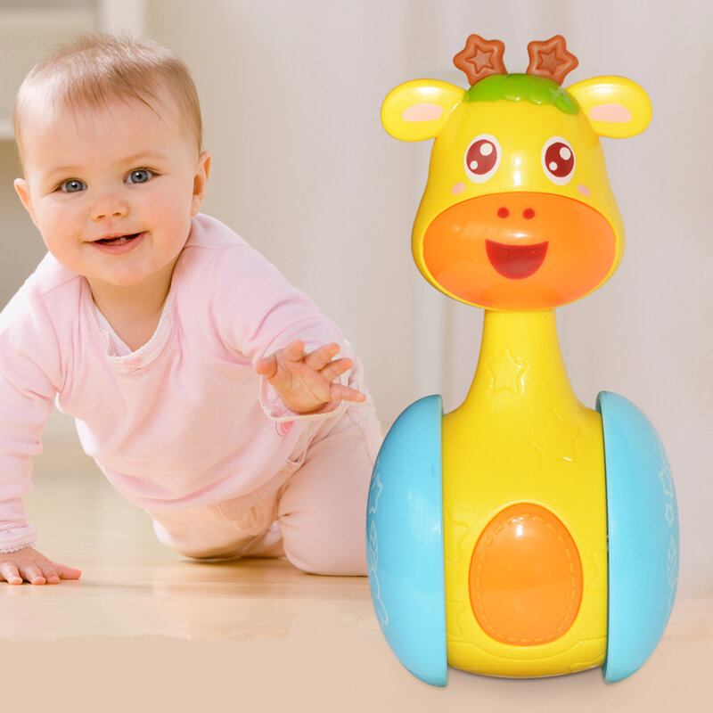 1 szt. Zabawki dla niemowląt w wieku od 0 do 12 miesięcy patrząc w górę zabawka szkoleniowa dziecko przesuwane jelenie kreskówka żyrafa Puzzle Puzzle edukacyjne