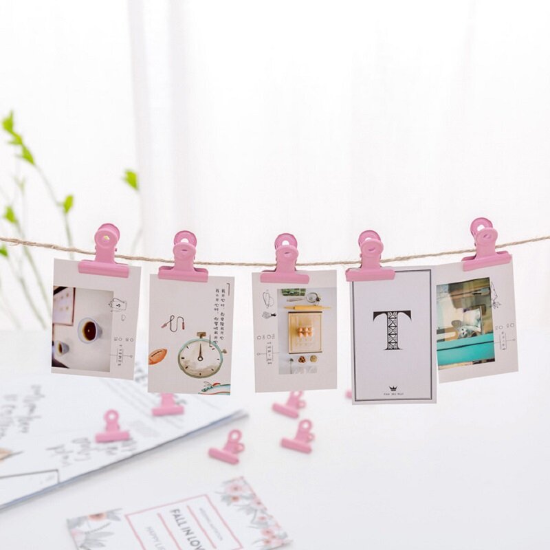 5Pcs Cute Metal Binder Clips Candy Color Paper Clip 30mm Clamp Bills Receipt Organizer Documents Clip Stationery Office Supplies