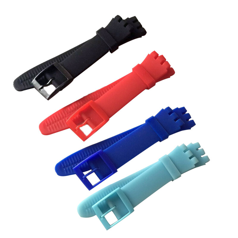 Pulseira de relógio transparente de silicone, pulseiras macias de 17mm 19mm 20mm para relógio swatch, pulseira ultrafina para homens e mulheres pulseira de relógio