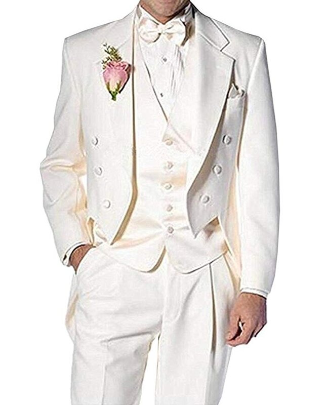ชายชุด 3 ชิ้นอย่างเป็นทางการTuxedoเจ้าบ่าวเสื้อTuxเสื้อกั๊กและกางเกงชุดชุดแต่งงาน