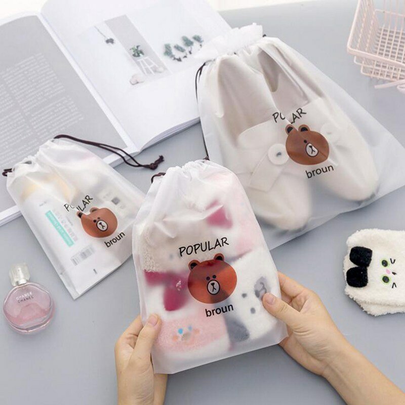 동물 곰 화장품 가방 주최자 여성 스토리지 파우치 귀여운 메이크업 가방 투명 여행 세면 용품 가방 전문 메이크업 가방