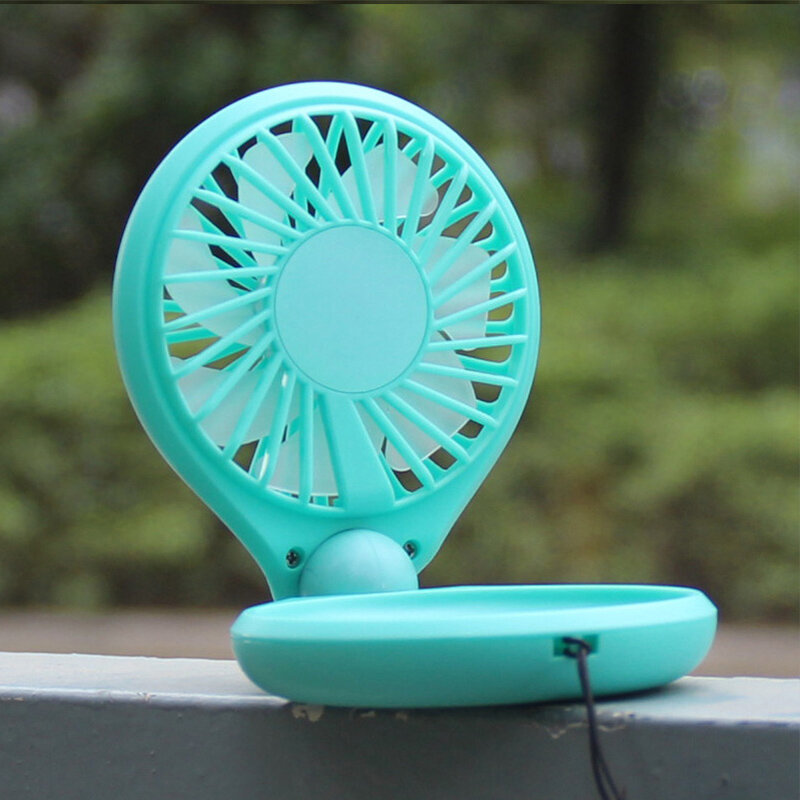 2019 NEW design Mirror Fan Portable cosmetic Pocket fan mirror outside walking mirror fan with LED light